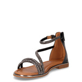 Sandalo in ecopelle con strass nero | Boscaini Scarpe
