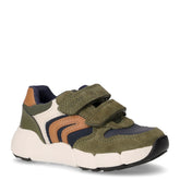 Flexyper Boy sneaker in pelle e tessuto bambino muschio cognac | Boscaini Scarpe