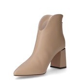 Tronchetto in ecopelle con zip beige | Boscaini Scarpe