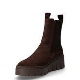 Stivaletto in pelle scamosciata con zeppa mocca | Boscaini Scarpe