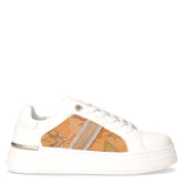 Sneaker bambina in ecopelle con platform bianco geo beige - 1°CLASSE | Boscaini Scarpe