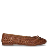 Ballerina in pelle intrecciata con fiocco cognac - Donna | Boscaini Scarpe