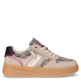 Sneaker in tessuto ed ecopelle beige nero | Boscaini Scarpe