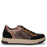 Sneakers in pelle e tessuto nero marrone | Boscaini Scarpe