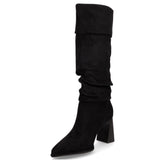 Stivale a punta in tessuto con tacco nero | Boscaini Scarpe