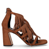 Sandalo con tacco in ecopelle cuoio | Boscaini Scarpe