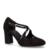 Décolleté in tessuto ed ecopelle nero | Boscaini Scarpe