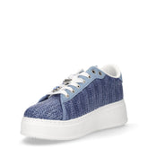 Sneaker in rafia intrecciata con platform navy | Boscaini Scarpe