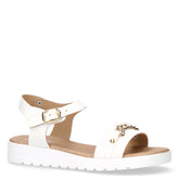 Sandalo in ecopelle con catena bambina bianco platino | Boscaini Scarpe