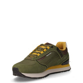 Travis Sport Colors sneaker in tessuto e pelle verde militare ocra marrone | Boscaini Scarpe