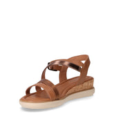 Sandalo in ecopelle con zeppa cognac | Boscaini Scarpe