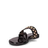 Ciabatta infradito in rafia ed ecopelle nero | Boscaini Scarpe