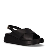 Sandalo in pelle con zeppa nero - Sandali Con Tacco Donna | Boscaini Scarpe