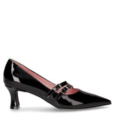 Mary Jane con tacco in ecopelle nero vernice | Boscaini Scarpe