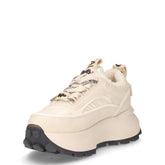 Manhatten sneaker con platform in tessuto crema | Boscaini Scarpe