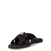 Ciabatta in pelle con borchie nero | Boscaini Scarpe