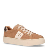 Sneaker con platform in pelle e tessuto cammello - TAMARIS | Boscaini Scarpe