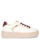 Sneaker in ecopelle con platform bianco bordeaux | Boscaini Scarpe