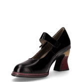 Décolleté in pelle con decori floreali e cinturino nero dorian | Boscaini Scarpe