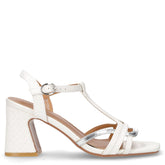 Sandalo in ecopelle con tacco bianco argento - Sandali Con Tacco Donna | Boscaini Scarpe
