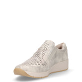 Sneaker in ecopelle traforata con zip beige oro | Boscaini Scarpe