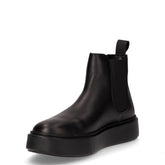 Stivaletto in pelle con platform nero | Boscaini Scarpe