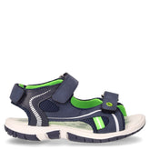 Fiesole sandalo in ecopelle e tessuto bambino blu verde | Boscaini Scarpe