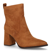 Tronchetto in tessuto scamosciato con zip cammello | Boscaini Scarpe