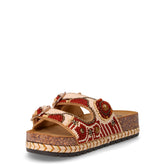 Ciabatta in ecopelle con perline marrone beige | Boscaini Scarpe
