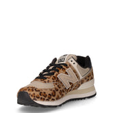 574 sneaker in pelle effetto cavallino e tessuto pietra leopardato | Boscaini Scarpe