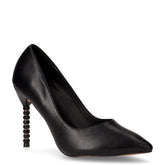 Décolleté in ecopelle con tacco gioiello nero | Boscaini Scarpe