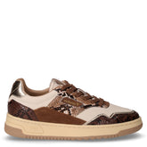 Sneaker in pelle ed ecopelle con stampa pitone marrone beige | Boscaini Scarpe