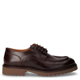 Stringata in pelle con suola carrarmato cioccolato | Boscaini Scarpe