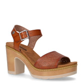 Sandalo in ecopelle con tacco cammello | Boscaini Scarpe