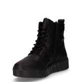 Stivaletto stringato in pelle con platform nero | Boscaini Scarpe