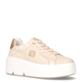 Sneaker con platform in ecopelle beige | Boscaini Scarpe