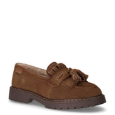 Mocassino in pelle con frangia e nappine cammello | Boscaini Scarpe