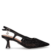 Slingback con tacco in tessuto nero | Boscaini Scarpe