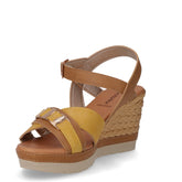 Sandalo in ecopelle con zeppa cammello | Boscaini Scarpe