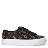 Sneaker in ecopelle con logo all-over nero marrone | Boscaini Scarpe