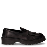 Mocassino in pelle con frangoa nero | Boscaini Scarpe