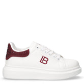 Sneaker in ecopelle con strass bianco rosso | Boscaini Scarpe