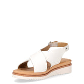 Sandalo con zeppa in pelle bianco | Boscaini Scarpe