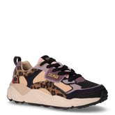 Garner Leopard sneaker in tessuto e pelle nude multicolor | Boscaini Scarpe