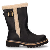 Stivaletto in ecopelle con bordo shearling nero | Boscaini Scarpe