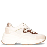 Sneaker in ecopelle e tessuto con zeppa bianco platino - Summer Days Sneakers Donna | Boscaini Scarpe