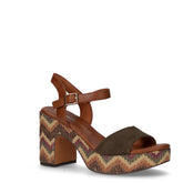 Sandalo con tacco con tessuto khaki - Sandali Con Tacco Donna | Boscaini Scarpe
