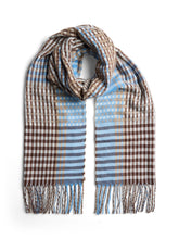 Sciarpa con frange in tessuto marrone azzurro | Boscaini Scarpe