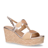 Sandalo in ecopelle con zeppa platino beige - Sandali Con Tacco Donna | Boscaini Scarpe