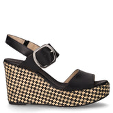 Sandalo in pelle con zeppa nero - Sandali Con Tacco Donna | Boscaini Scarpe